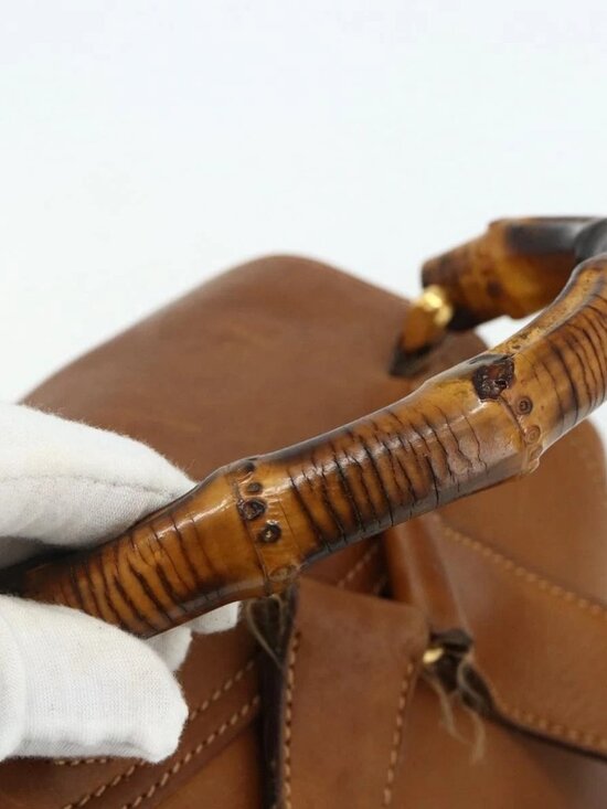 GUCCI Bamboo Backpack Leather Brown Gold 003 58 0016 Auth main image 16